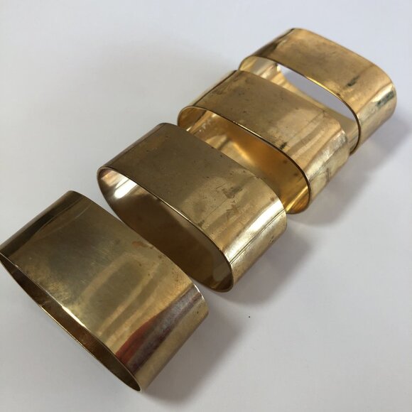 4 Brass Napkin Rings Holders Unpolished Natural Patina X - Picture 8 of 9